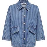 6 - Dame Overtøj Only Kirsi Oversize Denim Shirt - Blue/Light Blue Denim
