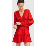 Flæse - Rød Kjoler AllSaints Zora Lace Trim Tiered Mini Dress