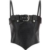 Skind Toppe Alessandra Rich Croco-print Leather Bustier Top