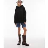 Topshop Dame Sweatere Topshop Premium Sort oversized hættetrøje-Black