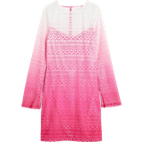 H&M Rund hals Kjoler H&M Hole Patterned Jersey Dress - Bright Pink