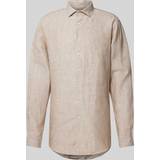 48 - Beige - Bomuld Skjorter Seidensticker Regular Fit Leinenhemd mit Kentkragen