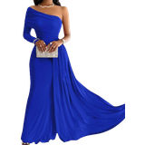Blå - Enskuldret / Enæremet Kjoler Shein One Shoulder Elegant Long Sleeve Dress