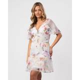 Ted Baker Hvid Tøj Ted Baker Sangro Womens Angel Sleeve Fit And Flare Mini Dress White