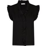L - Viskose Overdele Co'Couture Sueda Frill Top, Black