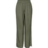Grøn - Hør - XL Bukser & Shorts Pieces Kakigrønne bukser med vide ben hørblanding