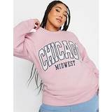 Yours Dame Sweatere Yours Curve Graphic Sweatshirt Chicago Pink, Pink, 30-32, Women