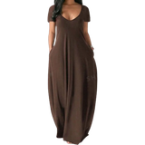 Asymmetriske - Dame - Lange kjoler Shein Lune Short Sleeve Dress With Hidden Pocket