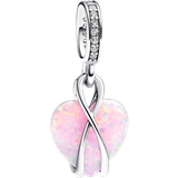 Opaler Charms & Vedhæng Pandora Mom Opalescent Heart Dangle Charm - Silver/Opal/Transparent