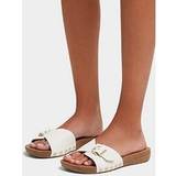 Fitflop Hvid Sko Fitflop Women's Women's Iqushion Adjustable Buckle Leather Slides Urban White