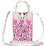 Pink - Trykknap Tasker MAULUND Knitted Crossbody Shoulder Bag - Pink Flowers