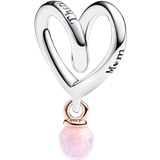Opaler Charms & Vedhæng Pandora Two Tone Wrapped Heart Charm - Silver/Rose Gold/Pink