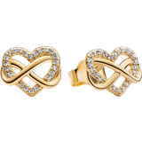 Pandora Guldbelagt - Ørestikkere Øreringe Pandora Sparkling Infinity Heart Stud Earrings - Gold/Transparent