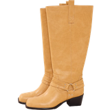 PrettyLittleThing Sko PrettyLittleThing Camel Pu Square Toe Buckle Detail Knee High Boots - Butterscotch