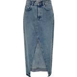 Dame - Slids Nederdele Only Maxi Denim Skirt - Blue/Medium Blue Denim