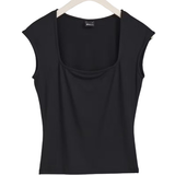 Dame - Firkantet - Trykknapper Overdele Gina Tricot Soft Touch Tight Top - Black