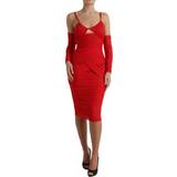Nylon - Rød Kjoler Dolce & Gabbana Radiant Red Stretch Satin Midi Women's Dress