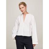 Tommy Hilfiger Dame Bluser Tommy Hilfiger Relaxed Fit Bluse mit V-Ausschnitt TH OPTIC WHITE