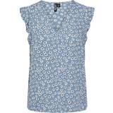 Pieces 6 Overdele Pieces Pcnya SL V-Neck Top Faded Denim/Flower