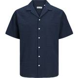 Sportssko Jack & Jones Freizeithemd in Seersucker-Qualität blau