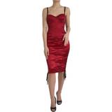 Rød - XXS Kjoler Dolce & Gabbana Elegant Satin Corset Midi Dress in Women's Red