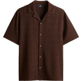 H&M Beige Overdele H&M Lace Shirt with Short Sleeves Regular Fit - Brown