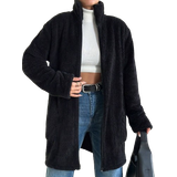 Løs - One Size Overtøj Shein Zip Up Drop Shoulder Teddy Coat