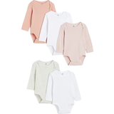 Rayon Bodyer H&M Baby Bodysuits 5-pack - Light Pink/White