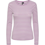 Lilla - Stribede T-shirts & Toppe Pieces Ruka Long Sleeved Top - Pastel Lavender