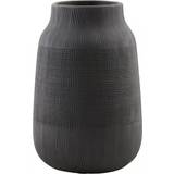 Ler - Oval Brugskunst House Doctor Groove Black Vase 22cm