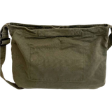 Canvas messenger bag Shein American Retro Style Thickened Washed Canvas Bag, With Multiple Pockets Inside And Outside, Casual Large Capacity Olive Green Bag Suitable For Daily Use, Commuting, College Students, Travel And Shopping
