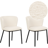 Møbler Beliani Spisebordsstol Off White Boucle Køkkenstol