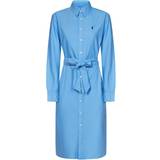 30 - XS Kjoler Polo Ralph Lauren Belted Cotton Oxford Shirt Dress - Light Blue