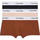 Calvin Klein Beige Underbukser Calvin Klein Modern Cotton Stretch Natural Low Rise Trunks 3 pack - Black/Warm Bronze/Cedar