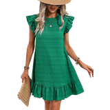 8 - Dame - Grøn - Korte kjoler Shein Solid Ruffle Hem Smock Dress