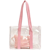 Dame - Transparent Håndtasker Shein Casual PVC Transparent Single-Shoulder Tote Bag Simple Beach Bag,Perfect For Music Festival, Literary Shopping Bag & Book Bag For Women Or Students, Perfect For Books,Shopping And More