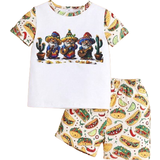 Øvrige sæt Børnetøj Shein Young Boys" Summer Outfits, Casual Cactus Printed Patchwork Short Sleeve T-Shirt And Printed Shorts