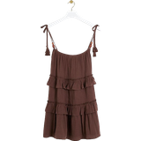 48 - Korte kjoler - XS River Island Bead Tiered Hem Beach Mini Dress - Brown