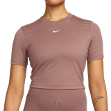 32 - Dame - Jersey Overdele Nike Women's Sportswear Essential Slim Cropped T-Shirt - Smokey Mauve/White