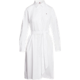 Tommy Hilfiger Hvid Kjoler Tommy Hilfiger Essential Stripe Knee Length Shirt Dress - Optic White