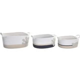 Beige - Bomuld Brugskunst Dkd Home Decor Basket Set White/Cream/Dark Grey Kurv 60cm 3stk
