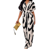 16 - 48 - Dame Jumpsuits & Overalls Shein Slayr Allover Print Batwing Sleeve Belted Jumpsuit
