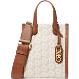 Michael Kors Gigi Extra Small Shoulder Bag with Empire Signature Logo Pattern - Vanilla/Luggage