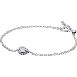 Bismarck Armbånd Pandora Sparkling Pear Halo Chain Bracelet - Silver/Transparent
