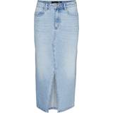 Dame - Elastan/Lycra/Spandex Nederdele Vero Moda Veri Long Skirt - Blue/Light Blue Denim