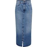 32 - Dame - Slids Nederdele Only Cilla Maxi Denim Skirt - Blue/Medium Blue Denim