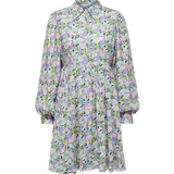Korte kjoler - Skjortekrave Selected Judita Floral Shirt Dress - Violet Tulip