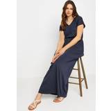24 - Bomuld Kjoler LTS Tall Navy Blue Tie Waist Maxi Tshirt Dress Tall Women's Maxi Dresses
