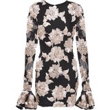 34 - Multifarvet Kjoler ROTATE Birger Christensen Floral Mesh Mini Dress - Oyster Mushroom