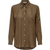 12 - Dame - L Skjorter Only Tokyo Plain Linen Blend Shirt - Brown/Cub